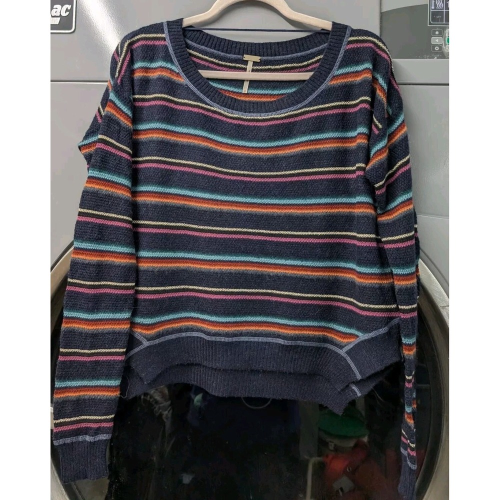 Free People Beach Striped Long Sleeve Sweater Top Womens Size Small Slouchy